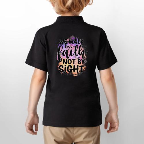 Harmony Collection - We Walk by Faith not by Sight - Gildan Kid's 50/50 Jersey Polo