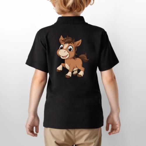 Playful Cartoon Baby Pony Full of Joy - Gildan Kid's 50/50 Jersey Polo
