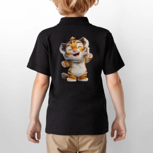 Energetic Baby Tiger Standing with Joy - Gildan Kid's 50/50 Jersey Polo