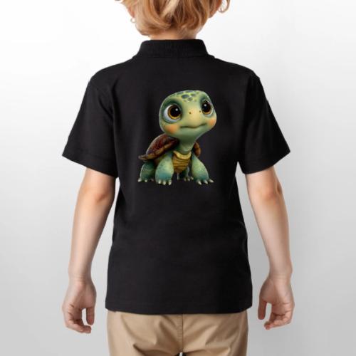 Adorable Cartoon Baby Turtle with Big Eyes - Gildan Kid's 50/50 Jersey Polo