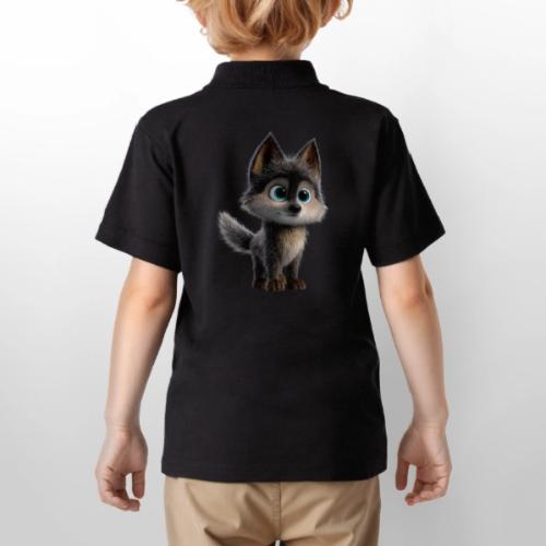 Innocent Cartoon Baby Wolf - Gildan Kid's 50/50 Jersey Polo