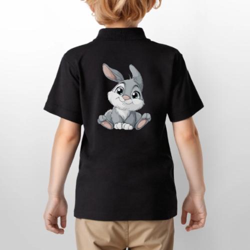 Joyful Grey and White Baby Rabbit Cartoon - Gildan Kid's 50/50 Jersey Polo