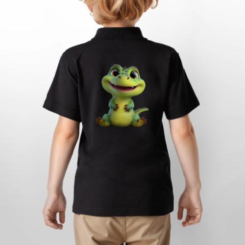 Playful Cartoon Baby Alligator - Gildan Kid's 50/50 Jersey Polo