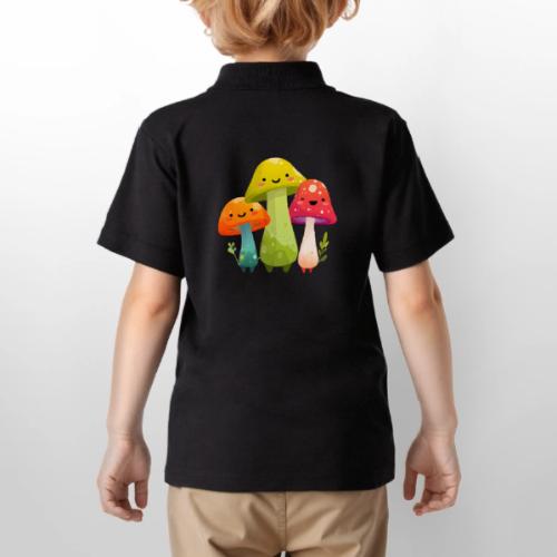 Trio of Happy Mushrooms - Gildan Kid's 50/50 Jersey Polo