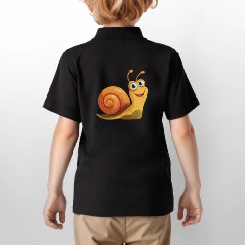 Happy Cartoon Snail with a Smile - Gildan Kid's 50/50 Jersey Polo