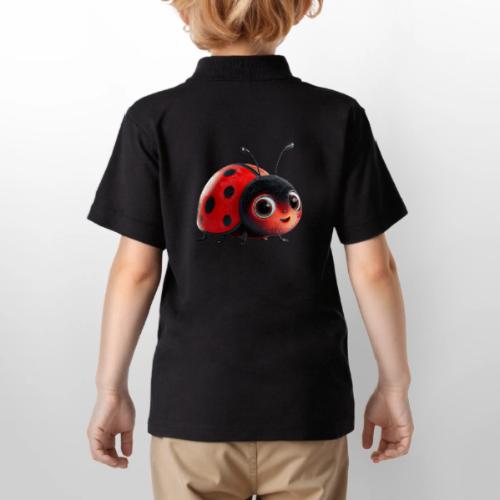 Adorable Cartoon Ladybug with Big Eyes - Gildan Kid's 50/50 Jersey Polo
