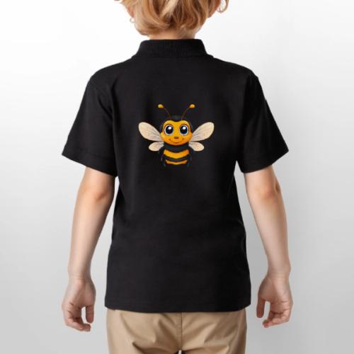Happy Cartoon Baby Bee with Open Wings - Gildan Kid's 50/50 Jersey Polo