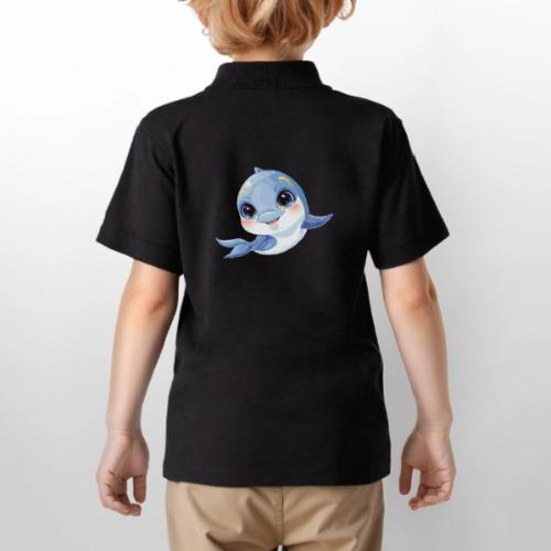 Joyful Blue-White Baby Dolphin - Gildan Kid's 50/50 Jersey Polo