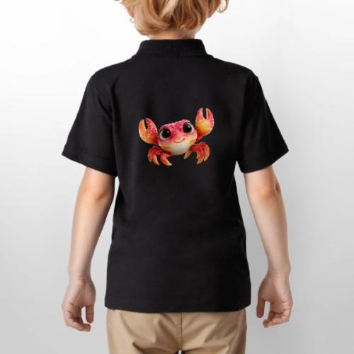 Cheerful Red Baby Crab Character - Gildan Kid's 50/50 Jersey Polo