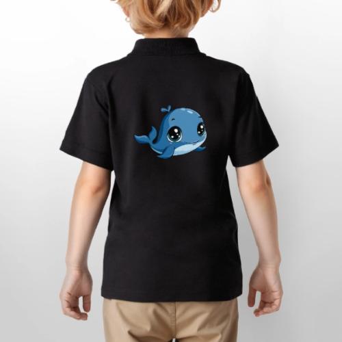 Smiling Blue Baby Whale - Gildan Kid's 50/50 Jersey Polo