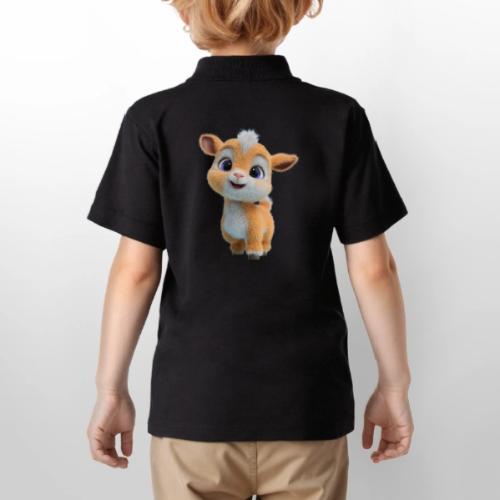 Cute Cartoon Baby Goat with Big Eyes - Gildan Kid's 50/50 Jersey Polo
