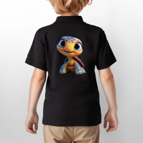 Joyful 3D Baby Turtle with Big Eyes - Gildan Kid's 50/50 Jersey Polo