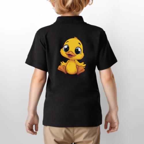 Sweet Yellow Cartoon Duck Sitting Happily - Gildan Kid's 50/50 Jersey Polo