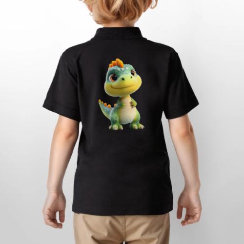 Playful 3D Baby Dinosaur - Gildan Kid's 50/50 Jersey Polo