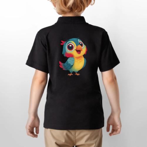 Bright Cartoon Parrot with Joyful Expression - Gildan Kid's 50/50 Jersey Polo