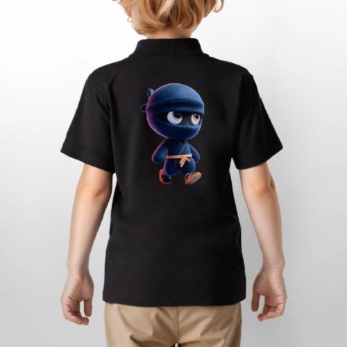 Playful Cartoon Baby Ninja Walking Happily - Gildan Kid's 50/50 Jersey Polo