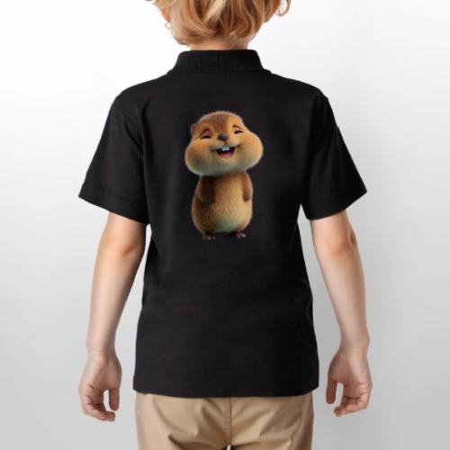 Joyful Cartoon Baby Beaver - Gildan Kid's 50/50 Jersey Polo