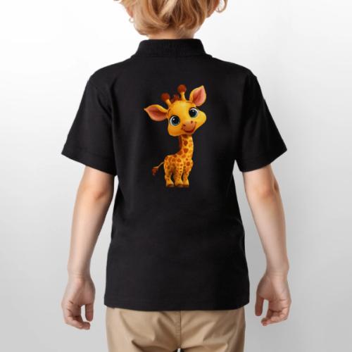 Adorable Cartoon Baby Giraffe with Big Eyes - Gildan Kid's 50/50 Jersey Polo