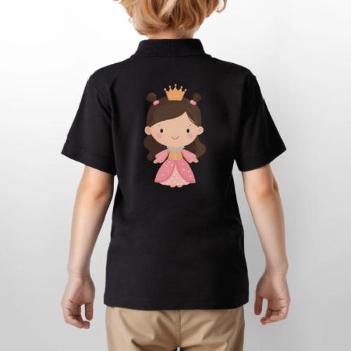 Cute Cartoon Little Princess Standing and Smiling - Gildan Kid's 50/50 Jersey Polo