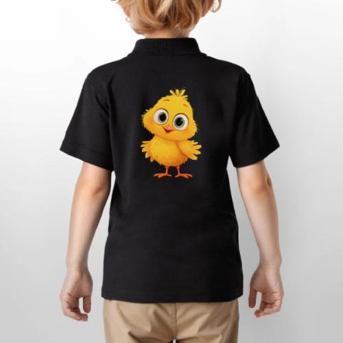 Sweet Yellow Cartoon Chick with Joyful Smile - Gildan Kid's 50/50 Jersey Polo