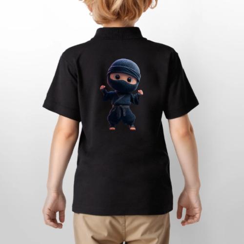 Cute Cartoon Ninja Toddler in Fight Pose - Gildan Kid's 50/50 Jersey Polo