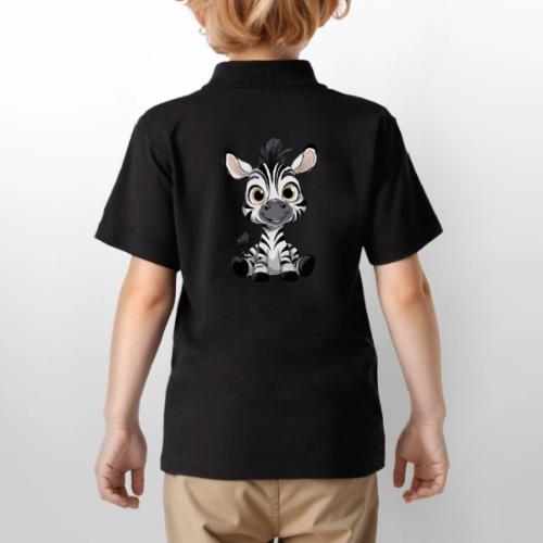 Adorable Cartoon Baby Zebra with Innocent Eyes - Gildan Kid's 50/50 Jersey Polo