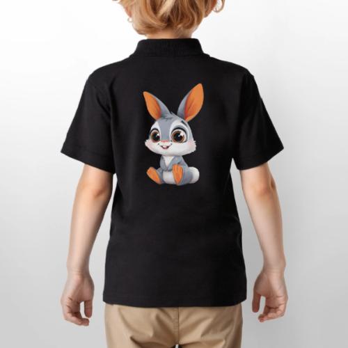 Multicolor Baby Rabbit Cartoon Sitting - Gildan Kid's 50/50 Jersey Polo