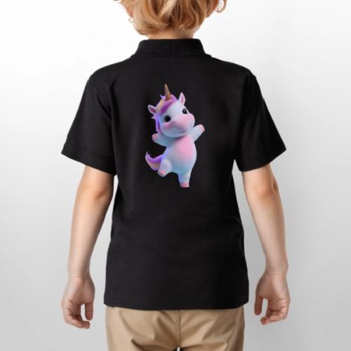 Cute Cartoon Unicorn Dancing Joyfully - Gildan Kid's 50/50 Jersey Polo
