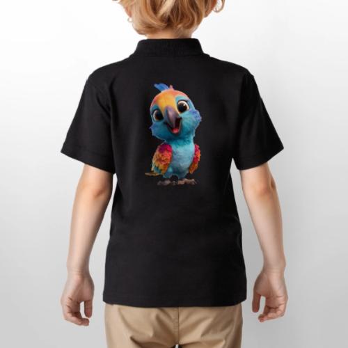 Colorful Cartoon Baby Parrot Design - Gildan Kid's 50/50 Jersey Polo