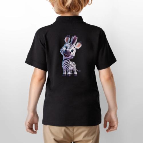 Playful 3D Baby Zebra Smiling Brightly - Gildan Kid's 50/50 Jersey Polo