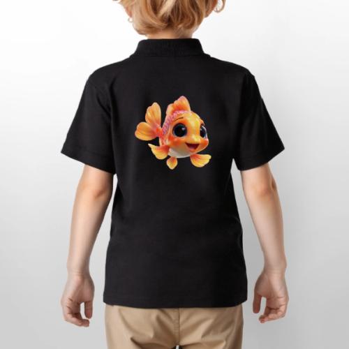 Cheerful 3D Orange Baby Fish - Gildan Kid's 50/50 Jersey Polo