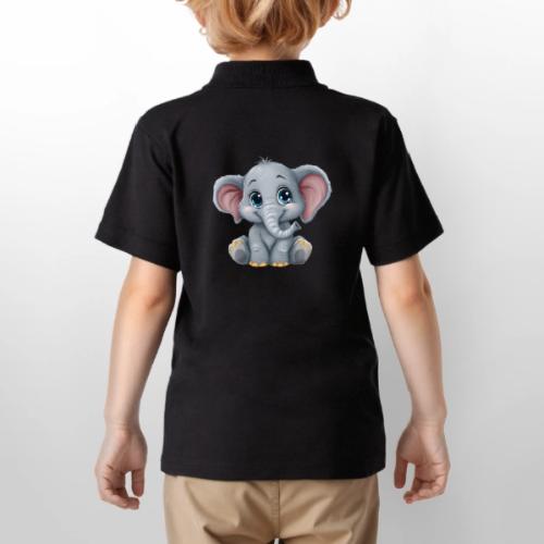 Sweet Cartoon Baby Elephant with Big Eyes - Gildan Kid's 50/50 Jersey Polo