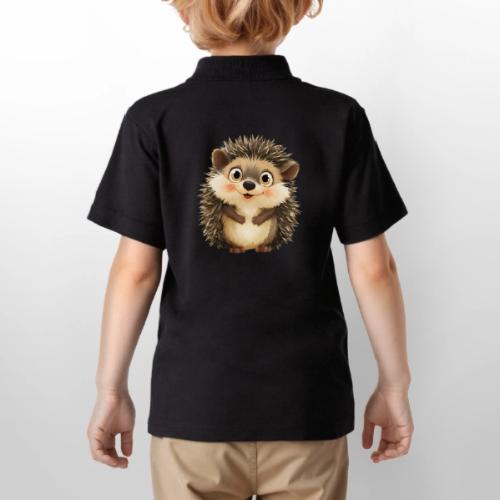 Smiling Cartoon Hedgehog with Joyful Expression - Gildan Kid's 50/50 Jersey Polo