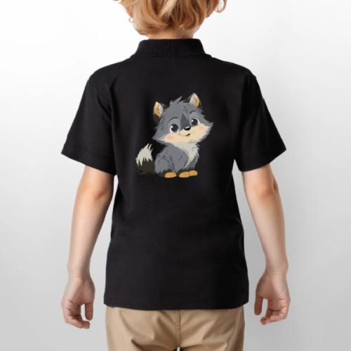 Cute Cartoon Baby Wolf with Innocent Eyes - Gildan Kid's 50/50 Jersey Polo