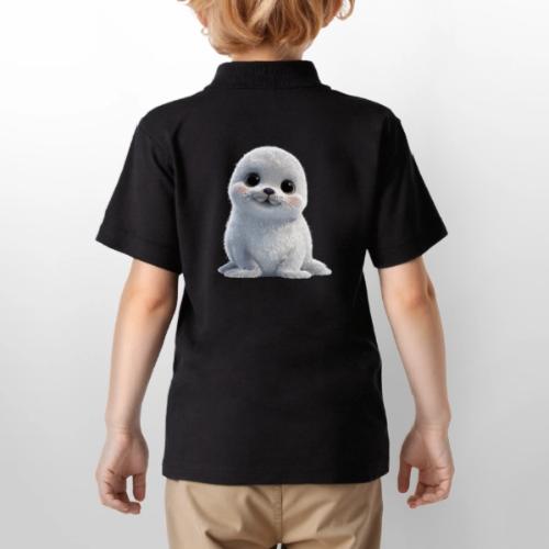 Cute White Cartoon Baby Sea Lion - Gildan Kid's 50/50 Jersey Polo