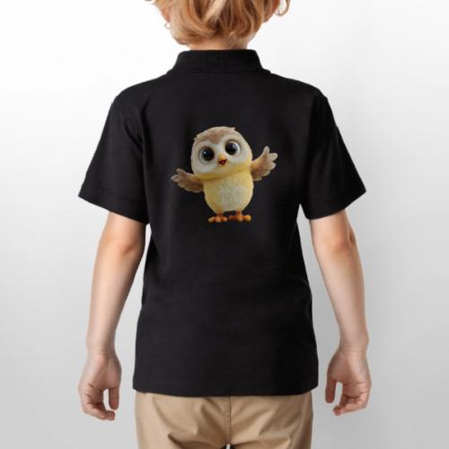 Cute Cartoon Baby Owl with Wings Open - Gildan Kid's 50/50 Jersey Polo