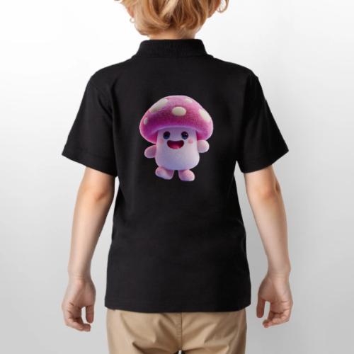Mushroom: Purple Forest Friend - Gildan Kid's 50/50 Jersey Polo