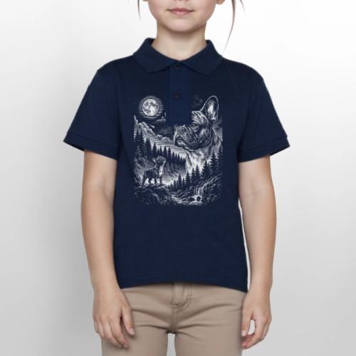 Vintage French Bulldog Moon Howling Tee - Gildan Kid's 50/50 Jersey Polo