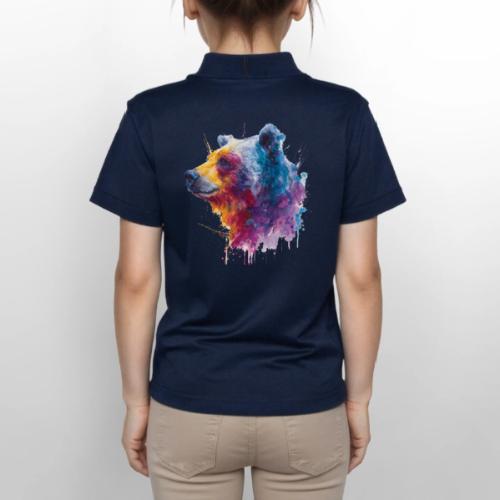 Watercolor Bear Portrait - Gildan Kid's 50/50 Jersey Polo