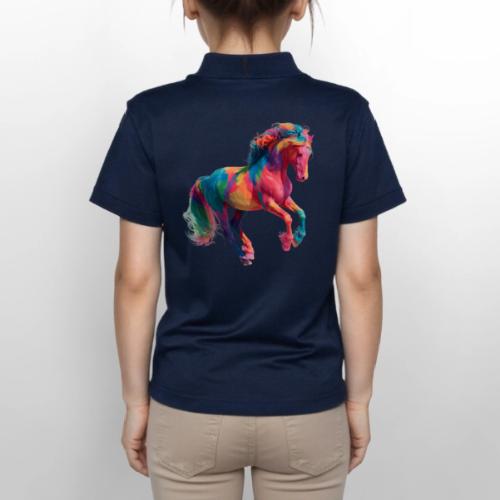 Colorful Paint Splatter Horse Art - Gildan Kid's 50/50 Jersey Polo