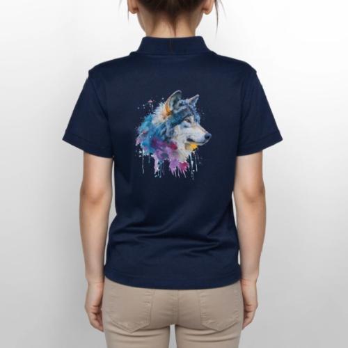 Splash-Art Wolf Head - Gildan Kid's 50/50 Jersey Polo