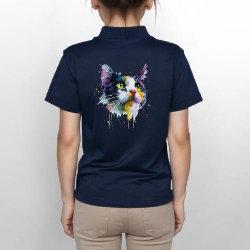 Cat: Painted Purr Expression - Gildan Kid's 50/50 Jersey Polo