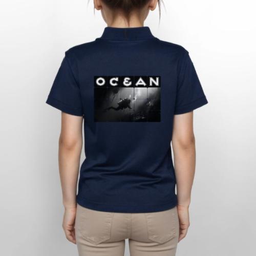 Ocean: Monochrome descent of a scuba diver - Gildan Kid's 50/50 Jersey Polo