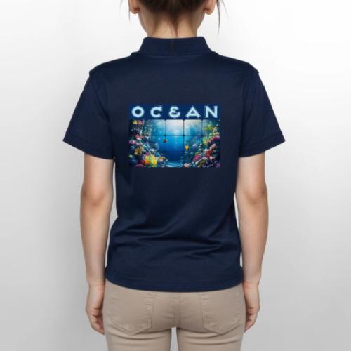 Ocean: Neon Reef Glow - Gildan Kid's 50/50 Jersey Polo