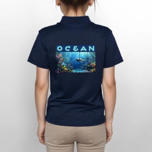 Ocean: Turtle Drift - Gildan Kid's 50/50 Jersey Polo