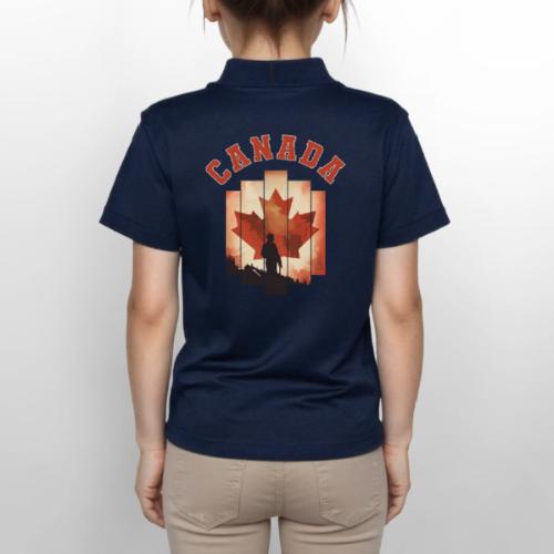 Proud Canadian Shadow - Gildan Kid's 50/50 Jersey Polo