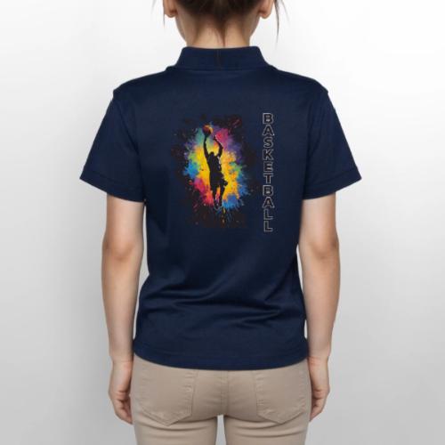 High Energy Basketball Paint Splatter Art - Gildan Kid's 50/50 Jersey Polo