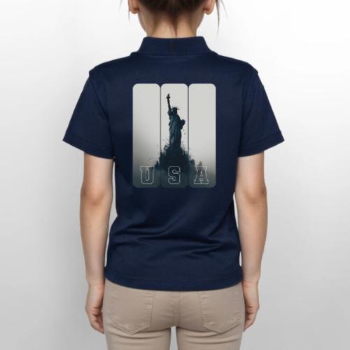 USA: Liberty Rising Over Manhattan - Gildan Kid's 50/50 Jersey Polo