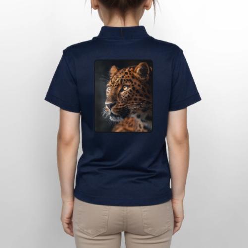 Amur Leopard Face Wildlife Design - Gildan Kid's 50/50 Jersey Polo