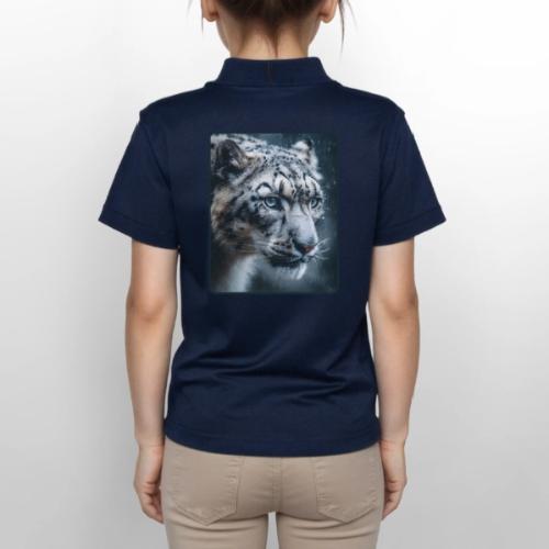 Snow Leopard Blue Eyes Design - Gildan Kid's 50/50 Jersey Polo
